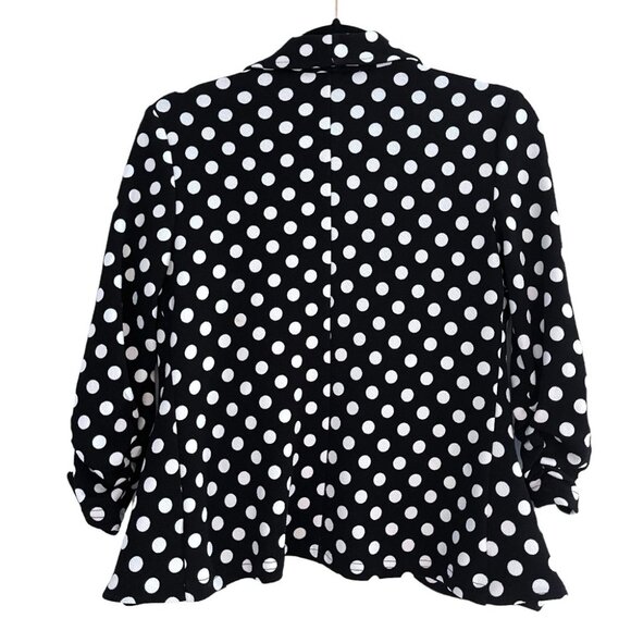 V&X Black & White Polka Dot Blazer 3/4 Sleeve Size Small - Picture 3 of 4